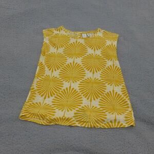 Joie Shirt Womens Medium Linen Floral Yellow Cap Sleeve Casual Button Back